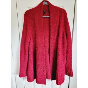 Soma L Red Open Front Cardigan Women Chunky‎ Knit Heavy Long Sleeve
